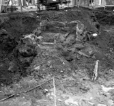Skara. Marumsgatan. Zettervallska huset, grävning för nybygge 1963.