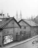 Hörnet Hindsbogatan-Rådhusgatan, Skara, 1940-talet.
Reprofotografi.