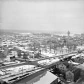 Panoramabild från Centralföreningens silo, Skara. Mot söder, 20/3 1968.