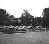 Skara, kv. Herrgården, Kråks herrgård. Parkerade automobiler vid Kråk en tisdagskväll sommaren -53.