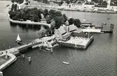 Flygfoto över den gamla restaurangen och kallbadhuset.