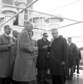 Fartygsleverans av M/S Fauna, den 12 juni 1965 på Gävle Varv. Troligtvis levererades fartyget från Gävle till Mariehamn på Åland.