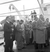 Fartygsleverans av M/S Fauna, den 12 juni 1965 på Gävle Varv. Troligtvis levererades fartyget från Gävle till Mariehamn på Åland.