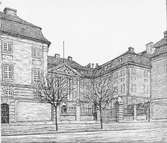 Plessenska palatset, Kristianiagade 12, Köpenhamn. Avfotograferad teckning av Kr. Kongstad i boken 