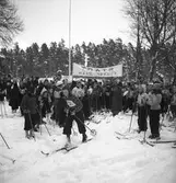 Skolungdomens fettistastävlingar på skidor. 1942