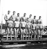 Landskamp i simmning Gästrikland - Dalarna i Harnäsbadet. 1946