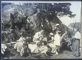 Sällskap på utflykt till skärgårdsö (?), sannolikt 1930-tal