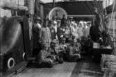 Röda Korset, invalidutväxlingen 1915-1917. En mängd soldater och rödakorssystrar på ett fartygsdäck.