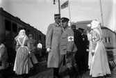 Röda korset, invalidutväxling 1915-1917. Soldater och rödakorssystar på tågstationen.