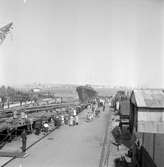 Den 21 maj 1959. Gävle Varv. Stapelavlöpning av M/S 102 Arban.