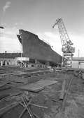 Den 27 augusti 1953. Gävle Varv. Sjösättning av båten M/S Lombardia

