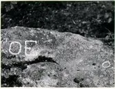 Hässleberget. Naturminne. Initialer ristade på berg.