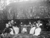 Kaffestund i en trädgård i Jönköping år 1896.