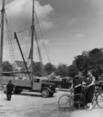 Vy mot Gustavsbergs kyrka från hamnen.