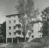 Exteriörbild. Hästhagen. Punkthus med två och trerumslägenheter.