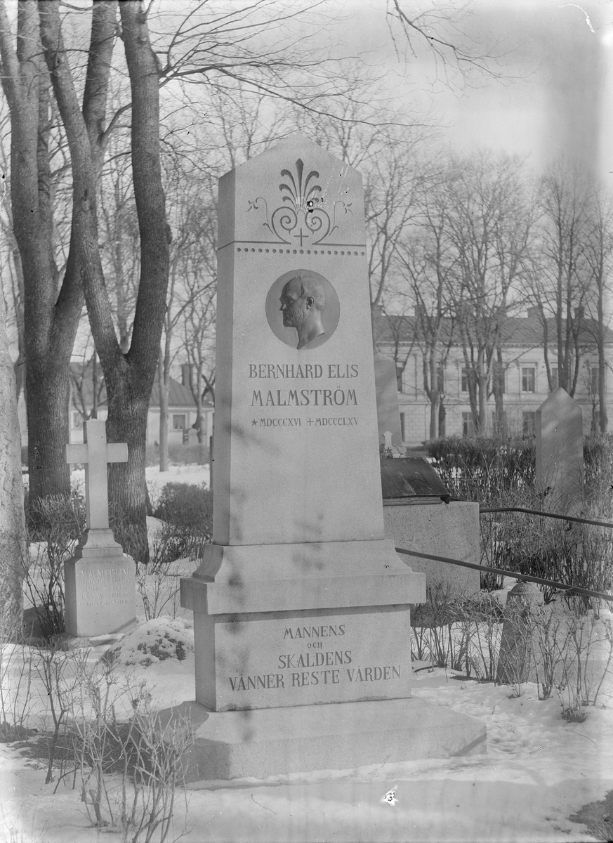 Henri Osti's Fotografiateliér, Gravmonument över professor Bernhard Elis Malmström, Uppsala gamla kyrkogård, Uppsala 1911