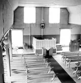 Interiör från missionshuset i Värmeshult i Gällaryds socken, byggd 1876.