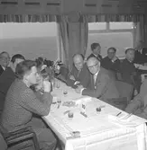 M/S Trelleborg, invigningsturen.
Journalistbordet