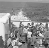 M/S Trelleborg, resande i vilstolar på soldäck