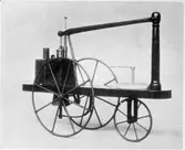 Foto på modell av Murdocks locomotive. Orginalet tillverkades 1784.