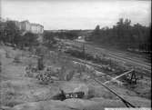 Bygge av viadukt över spåret i Tomteboda