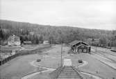 Bangården sedd från stationshuset i Hagfors.