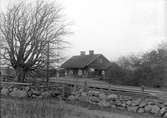 Blev station 1876. Stationshuset ett mindre trähus, som utgör modellhus för Högsjö och Baggetorp.