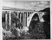 Betongbro  från 1955 över Indalsälven (Döda fallet). Den gamla bron skymtar i bakgrunden. Ragunda - Långsele