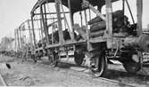 Krylbosmällen. Rester av järnvägsvagnar efter explosionen av ett tyskt ammunitionståg vid Krylbo järnvägsstation den 19 juli 1941.