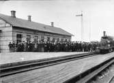 Strömsnäsbruk järnvägsstation. Skåne-Smålands Järnväg, SSJ lok 7.