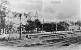 Stationen anlades 1862. Stationshuset i trä av Katrineholmstypen, byggt 1863 - 1864. Efter brand 24 december 1878 ombyggdes stationshuset. Ursprunglig stavning Elmhult.