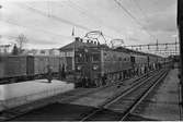 Första eltågets ankomst. SJ Ds 306. Ds-loken hade en utväxling som tillät högre hastighet, 90 km/h