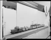 Modell av montagetåg för uppförande och underhåll av kontaktledning.