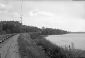 Vy från banan med Bysjön . Charlottenberg - Åmotsfors.