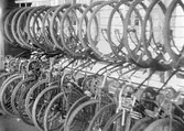 Cyklar upphängda vid centralstationen.