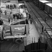 Demonstration av godsvagn SJ Oe 83724, Norra station Stockholm.Transportsystemet Från dörr till dörr med SJ.