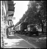 Vagnbjörntransport, Kalmar. Vagntransport från Kalmar Verkstad. Vagnbjörn är en anordning på vilken man lastar en järnvägsvagn för vidare befordran på landsväg till exempelvis industri som saknar järnvägsförbindelse.