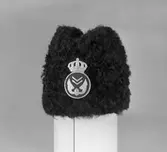 Uniformsmössa med detaljer. Andragrads beteckning.
