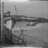 Tågfärjan Drottning Victoria,  däcksmotiv. Färjeläget i Sassnitz. Hjälpkryssaren Drottning Victoria var en svensk tågfärja tillhörande Statens Järnvägar. Drottning Victoria trafikerade normalt linjen Trelleborg – Sassnitz. Den medverkade som hjälpkryssare i svenska marinen under andra världskriget.