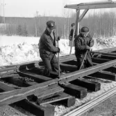 Järnvägsbygge, Morjärv - Kalix, spårarbete.