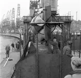 U-båten Spiggen transporteras till godsvagn