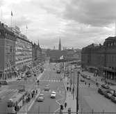 Centralplan utanför Centralstation Stockholm. Vasagatan till vänster i bild.