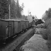 Sprängning vid Galtåsen. SJ Gs-vagn