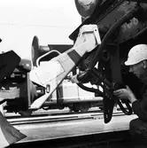 Kopplingsanordning mellan motorvagn och lok med instruktionsskylt