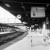 Stockholm Central. Spår 10. Första dagen, tågledarstrejken.
Klarabergsviadukten i bildens bakgrund, och där bortom skymtar Kungsgatsbron.