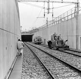 Statens Järnvägar, SJ Centralstationen bangårdsombyggn.
tunneln o spårarbete.
Högupplöst bild  finns