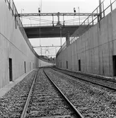 Norra bantorget, bangårdsombyggnad.
Uppfart från tunnel under spåren mot Norra Bantorgets stationshus.