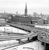 Utsikt från Centralstation mot Riddarholmen. (SJ RcTågbild.)
NORSTEDTS.
Norra Järnvägsbron på linjen mellan Stockholm Central och Riddarholmen.