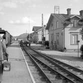 Torpshammars järnvägsstation. Elektrifieringen påbörjad.