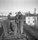 Arbetsbild som visar elektrifieringsarbete på sträckan Östersund-Storlien